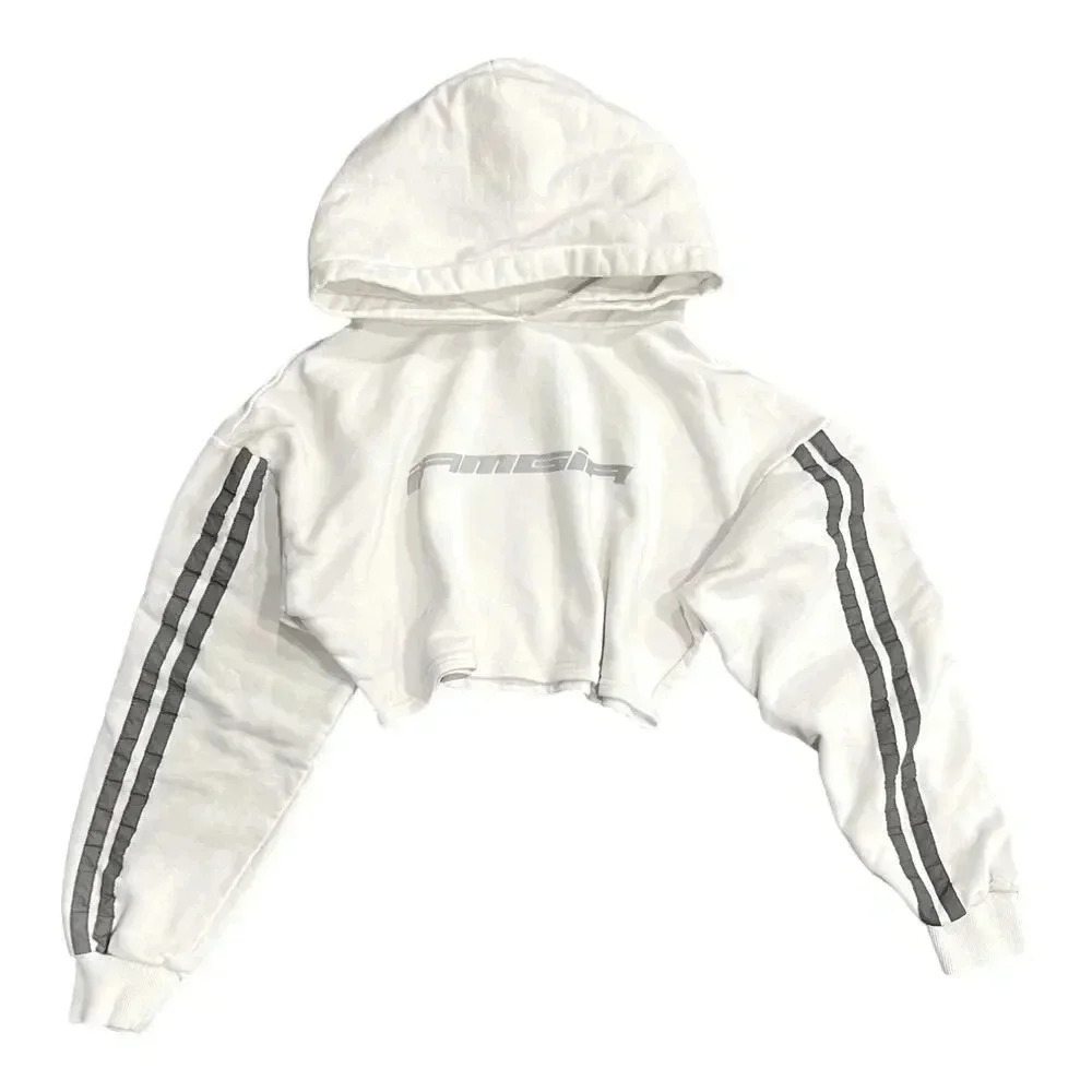 I.Am.Gia. White Reflective Cropped Mercury Hoodie S